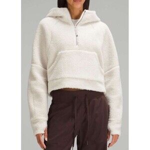 Lululemon Scuba Oversized Half Zip Hoodie XS/S Bone Ivory Thumbholes Preppy